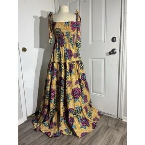 Elisamama African Floral Print Maxi Dress Size M - Smocking